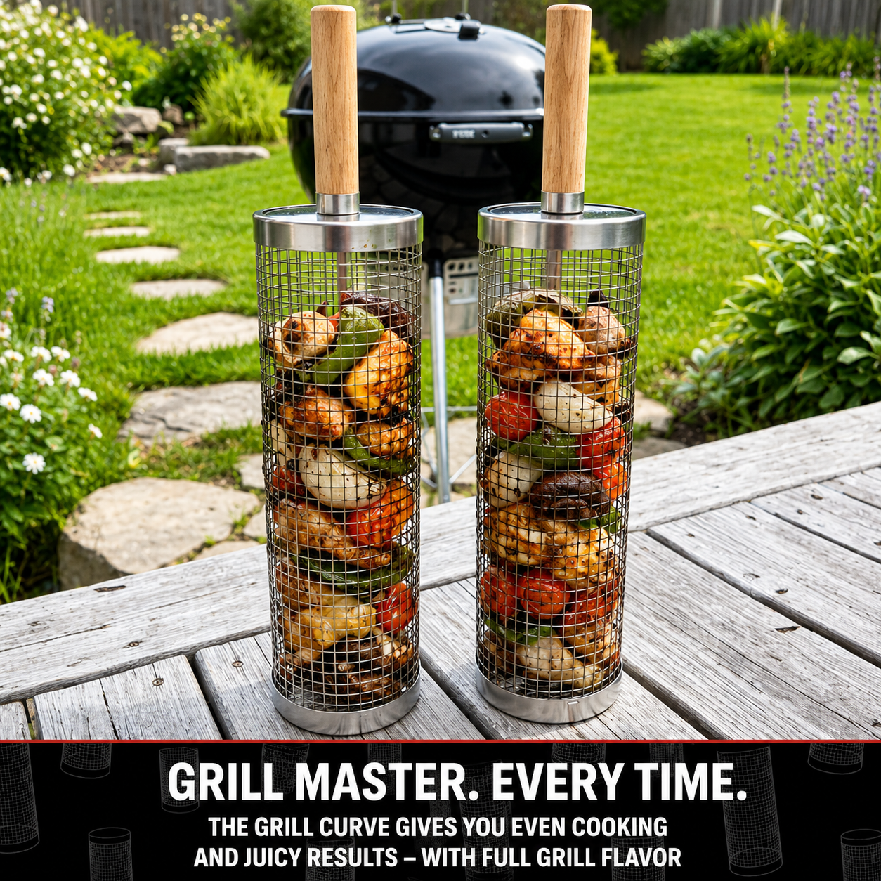 📣BUY 2 SAVE 50%⏰Rolling Grill Basket – Keep Every Bite, Grill Every Side