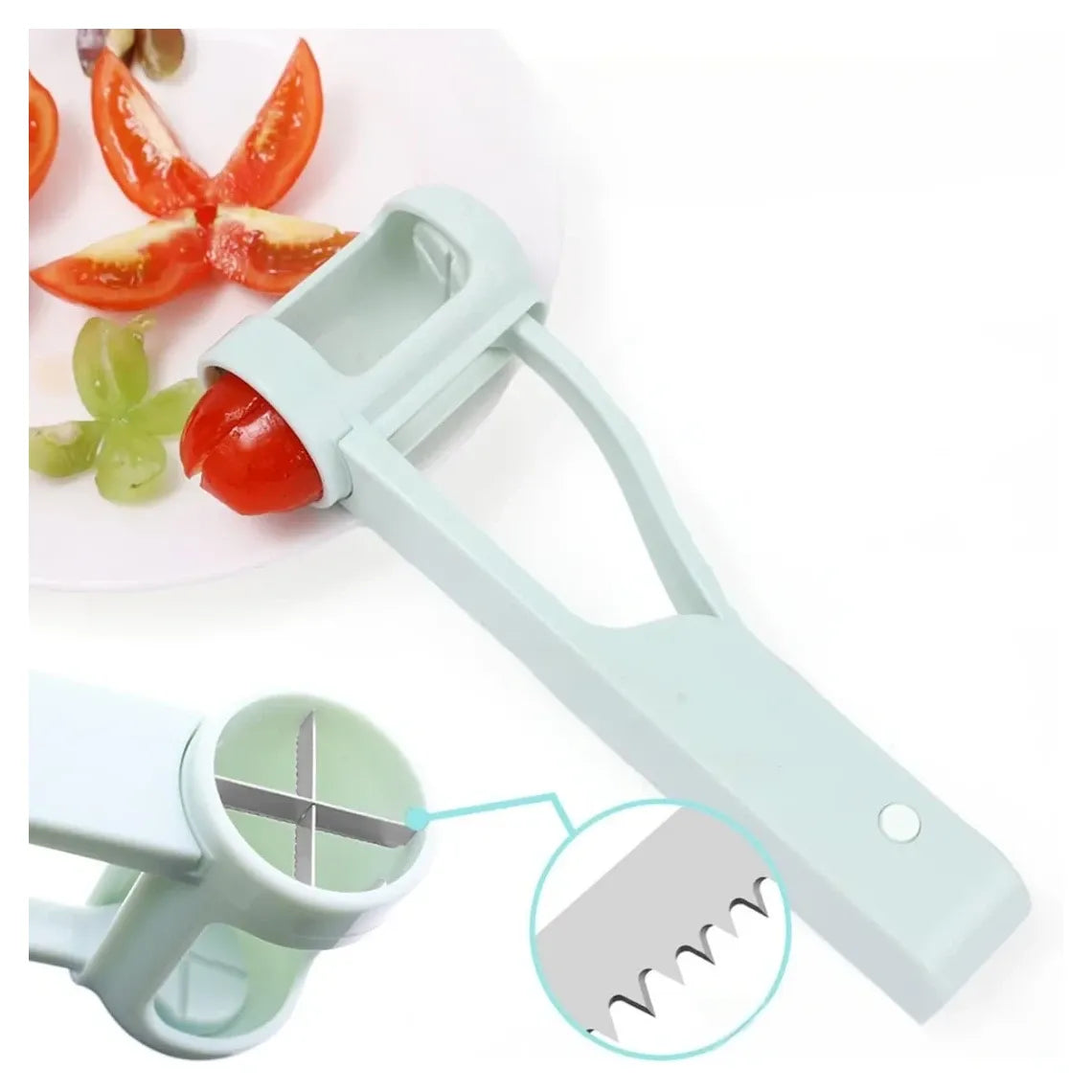 50% OFF Summer bestseller！Buy  1 get 1 Free（2Pcs ）🎁 Safety anti-cut stamp Quick Grape & Cherry Tomato Cutter
