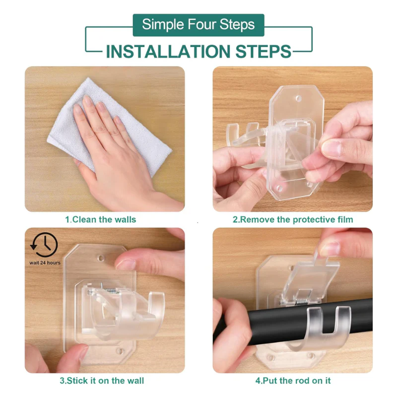 🔥Last Day Buy 2 Get 1 Free (18 PCS) $1.55 Each🔥 No-Drill Curtain Brackets — Hold Up to 13 lbs! 💪